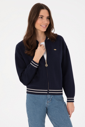 Kadın Lacivert Fermuarlı Bisiklet Yaka Triko Hırka 50314650-VR033 Image 2