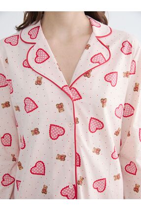 Gömlek Yaka Desenli Hamile Pijama Takım Image 2