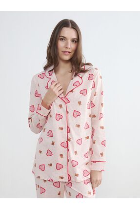 Gömlek Yaka Desenli Hamile Pijama Takım Image 1