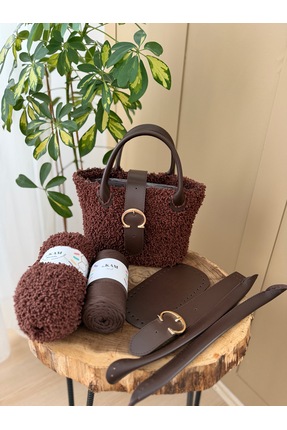 Milan - Acı Kahve Çanta Örgü Kiti / (Örgü İpi, Kulp, Kapak) Image 0