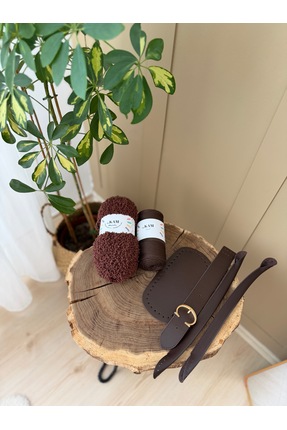 Milan - Acı Kahve Çanta Örgü Kiti / (Örgü İpi, Kulp, Kapak) Image 3