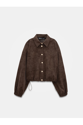 60781 Süet Bomber Ceket-Kahve Image 4