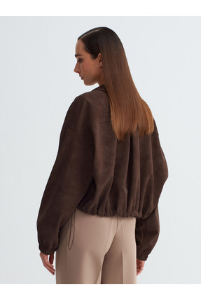60781 Süet Bomber Ceket-Kahve Image 1