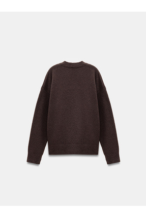 10640 Bisiklet Yaka Yumuşak Dokulu Kazak-Koyu Kahve Image 5