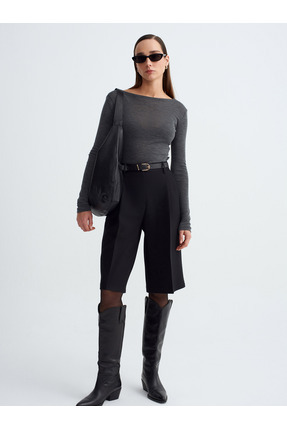 32482 %100 Yün Kayık Yaka Top-Füme M. Image 3