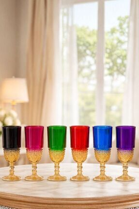 Maiorca 6 Renk Kristal Ayaklı Kahve Yanı Su Ve Meşrubat Bardağı Sunum Bardağı Image 3