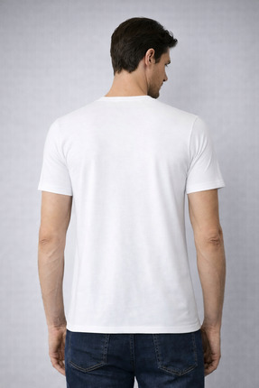 Erkek Slim Fit 3’lü Paket Pamuklu Basic Bisiklet Yaka Tişört Image 6