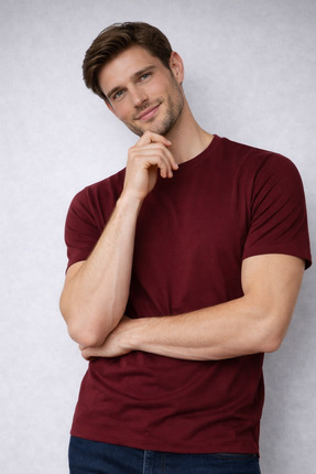 Erkek Slim Fit 3’lü Paket Pamuklu Basic Bisiklet Yaka Tişört Image 1