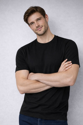 Erkek Slim Fit 3’lü Paket Pamuklu Basic Bisiklet Yaka Tişört Image 3