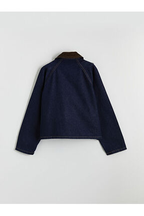 Çelebi Store'dan Kaliteli Parçalar Fitilli Kadife Yaka Kız Çocuk Jean Ceket Image 2