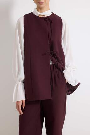 Mürdüm Bağlama İp Detaylı Dokuma Alt - Üst Takım TCTSS26US00003 Image 2