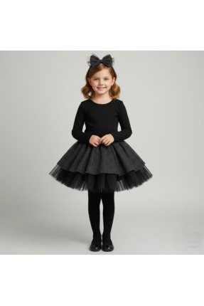 Özel Tasarım Beli Lastikli Simli Tüllü Çocuk Etek Seti Image 1