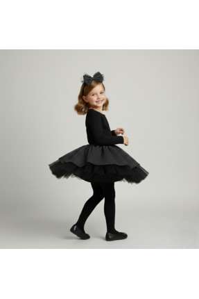 Özel Tasarım Beli Lastikli Simli Tüllü Çocuk Etek Seti Image 2