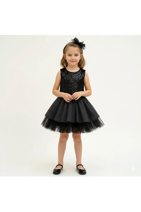 Özel Tasarım Beli Lastikli Simli Tüllü Çocuk Etek Seti Image 4