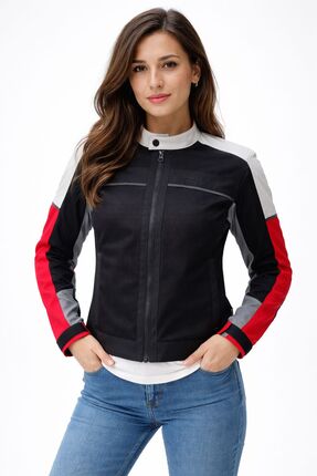 Lima Yazlık Fileli Kadın Motosiklet Ceketi - Kırmızı Image 0