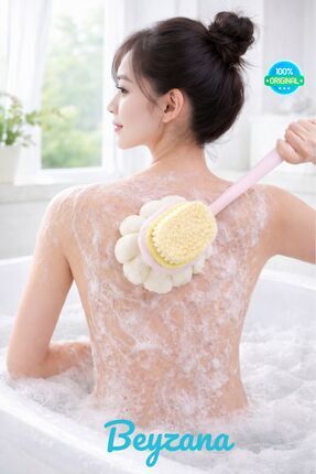 2'si 1 arada kıl ve lif kabağı ile duş vücut fırçası Uzun Saplı Sırt Fırçası Image 0