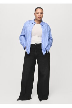 Yüksek bel wide leg jean pantolon Image 6