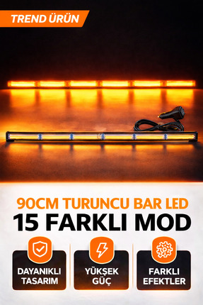 Turuncu Tepe Çakar Led Bar 90 cm. 12-24v Off Road Çekici Traktör İkaz Lambası Çakar Çok Modlu Image 0