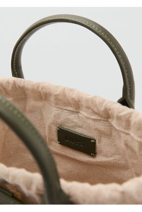 Doğal lif küçük çift saplı çanta Image 3