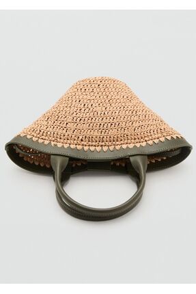 Doğal lif küçük çift saplı çanta Image 4