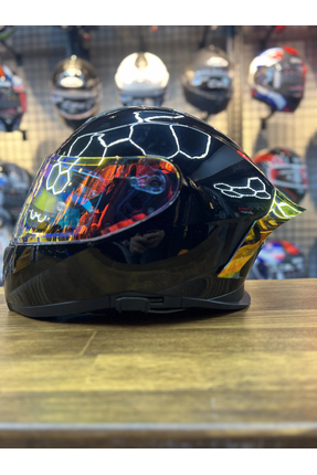 R1 Parlak Siyah Revo Kapalı Kask MD820 Image 7