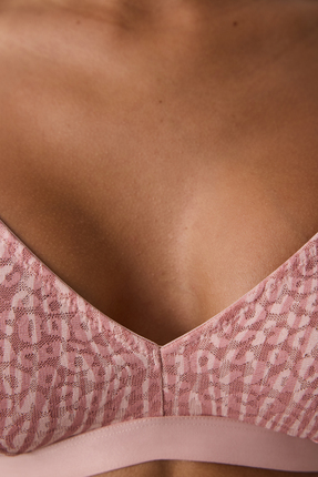 Açık Gül Kurusu Zebra Desenli Balensiz Dolgusuz Üçgen Sütyen Image 3