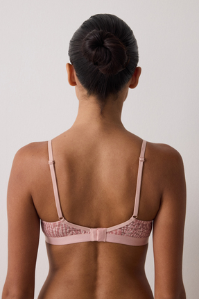 Açık Gül Kurusu Zebra Desenli Balensiz Dolgusuz Üçgen Sütyen Image 5