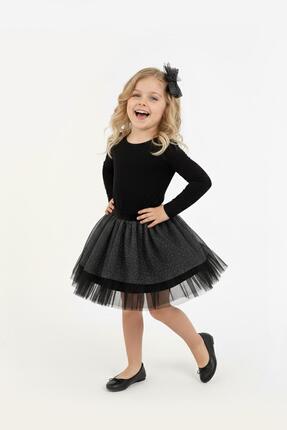 Özel Tasarım Beli Lastikli Simli Tüllü Çocuk Etek Seti Image 0