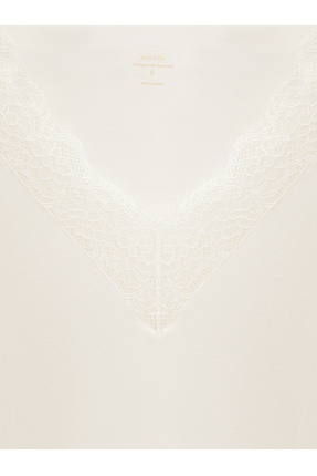 32311 Dantelli Kaşmir Bluz-Ekru Image 6