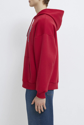 Pamuklu Oversize Fit Logo Baskılı Kapüşon Yaka Sweat Erkek SWEAT 067149 Image 2