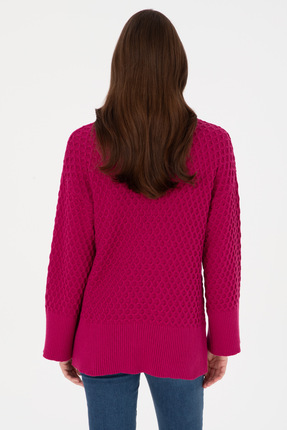 Kadın Fuşya Bisiklet Yaka Kazak 50314698-VR023 Image 4