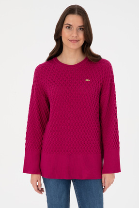 Kadın Fuşya Bisiklet Yaka Kazak 50314698-VR023 Image 2