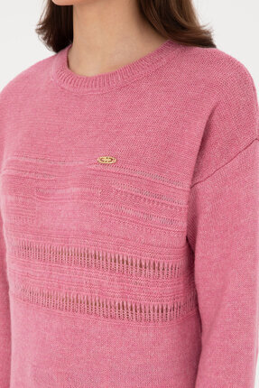 Kadın Pembe Bisiklet Yaka Kazak 50309672-VR167 Image 6