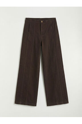 Kahverengi Wideleg Kadın Jean Pantolon Image 0