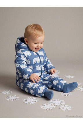 Kapüşonlu Baskılı Erkek Bebek Astronot Mont Image 0