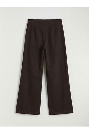 Kahverengi Wideleg Kadın Jean Pantolon Image 1