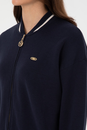 Kadın Lacivert Fermuarlı Bisiklet Yaka Triko Hırka 50314650-VR033 Image 6