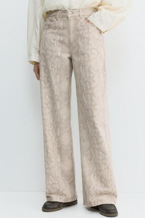 Yılan desenli düz paça pantolon Image 4
