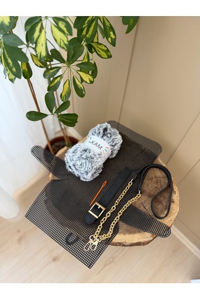 Paris Kürk Kanvas Çanta Kiti (Kürk ip, Kulp, Kapak, Kanvas) Image 1