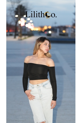 Kadın Madonna Yaka Bluz Image 3