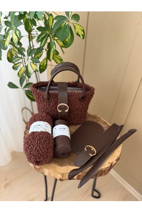 Milan - Acı Kahve Çanta Örgü Kiti / (Örgü İpi, Kulp, Kapak) Image 2