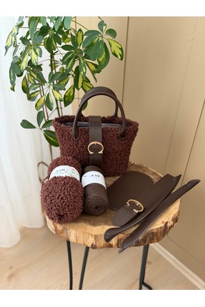 Milan - Acı Kahve Çanta Örgü Kiti / (Örgü İpi, Kulp, Kapak) Image 4