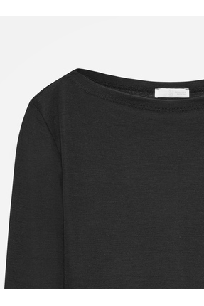 32482 %100 Yün Kayık Yaka Top-Siyah Image 6