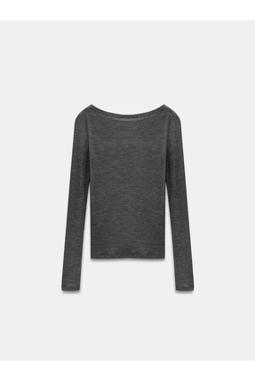 32482 %100 Yün Kayık Yaka Top-Füme M. Image 5