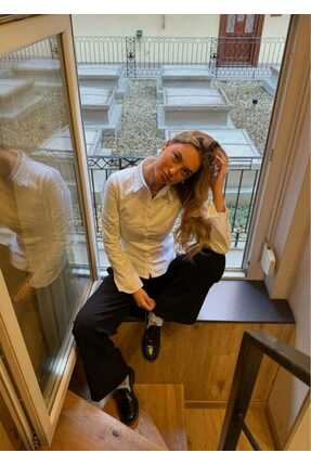 KADIN BEYAZ BELDEN OTURTMALI İSPANYOL KOL DÜĞMELİ Image 2