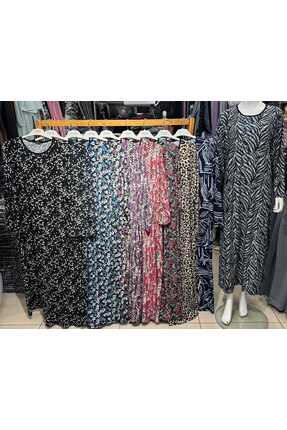 Yumoş Kadifemsi Süet Desenli Battal Elbide Kahverengi Mix Desen Image 1