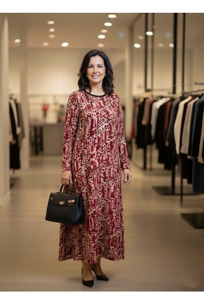 Yumoş Kadifemsi Süet Desenli Battal Elbide Pembe Mix Desen Image 0