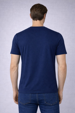 Erkek Slim Fit 3’lü Paket Pamuklu Basic Bisiklet Yaka Tişört Image 4