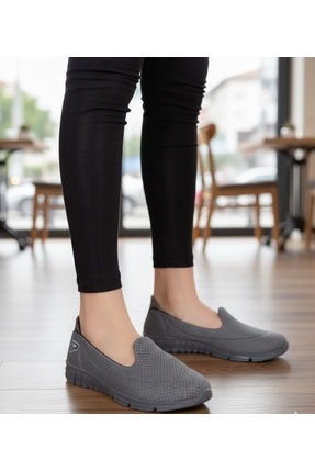 Kadın Füme Antrasit Günlük Spor Yürüyüş Casual Ayakkabı Anne Bağcıksız Rahat Hafif Memory Image 0