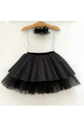 Özel Tasarım Beli Lastikli Simli Tüllü Çocuk Etek Seti Image 7